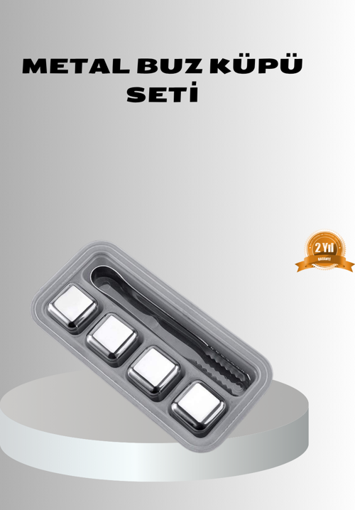 Paslanmaz Metal Buz Küpleri Seti Klipsli Sulandırmadan Soğutma Özellikli