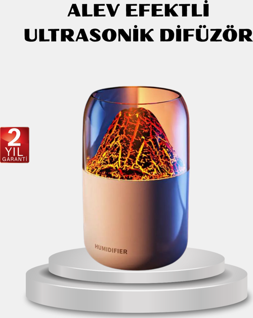280ml Alev Işıklı Ultrasonik Hava Nemlendirici Sessiz ve USB Şarjlı