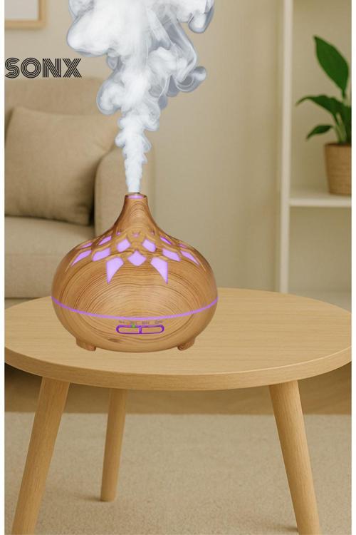 Aroma Difüzör Gece Işığı 7 Led DESENLİ Nemlendirici Kumandalı Buhar Makinesi 550 ml