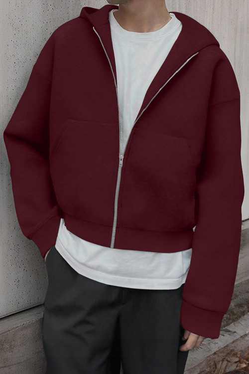 Erkek Pamuklu Günlük Rahat İlkbahar ve Sonbahar Çok Yönlü Kemer Boy Kapüşonlu Sweatshirt