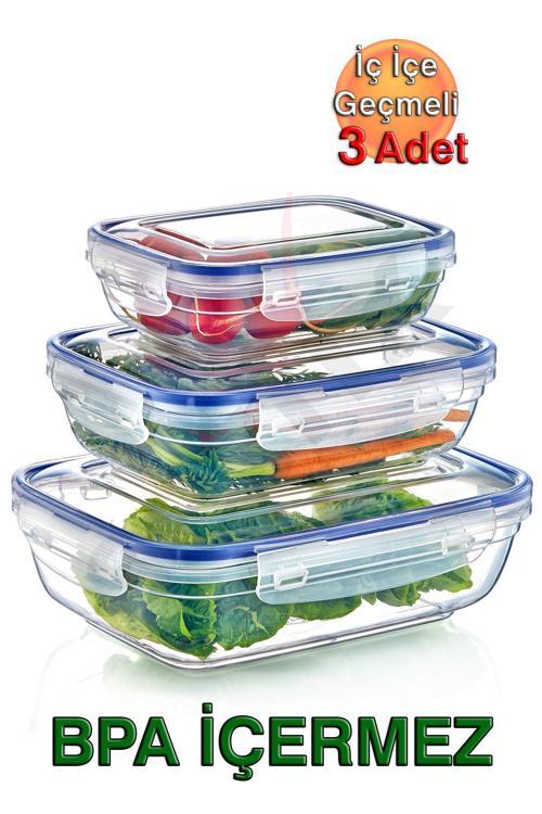 Lock&Fresh Contalı Dikdörtgen Saklama Kabı (310, 565, 975 ml) (Üçlü Set)