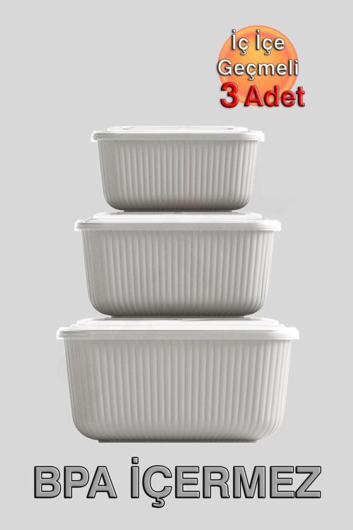 Snaplid Dikdörtgen Saklama Kabı (600, 1100, 1800 ml) (Üçlü Set)