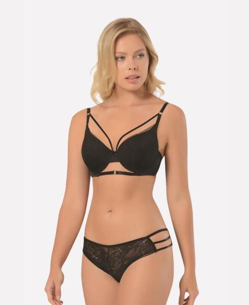 Dantelli Önü ve Sütyen Altı Şeritli Desteksiz Sütyen Takım - 4659