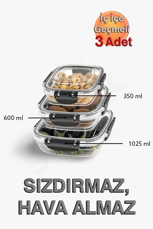 Lock&Fresh Master Kare Saklama Kabı (350,600,1025 ml) (Üçlü Set)