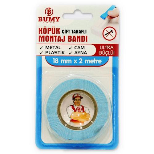 Çift Taraflı Köpük Montaj Bandı Beyaz 18mm X 2mt