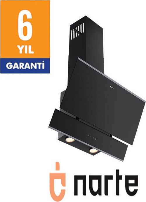 -H10060B 60CM SIYAHCAM INOX CITALI ÇİFT CAMLI EĞİMLİ DAVLUMBAZ