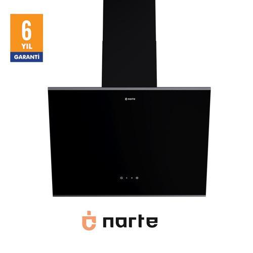 -H20060BX 60 CM Siyah Cam Inox Çıtalı Eğimli Davlumbaz - 6 YIL GARANTİLİ