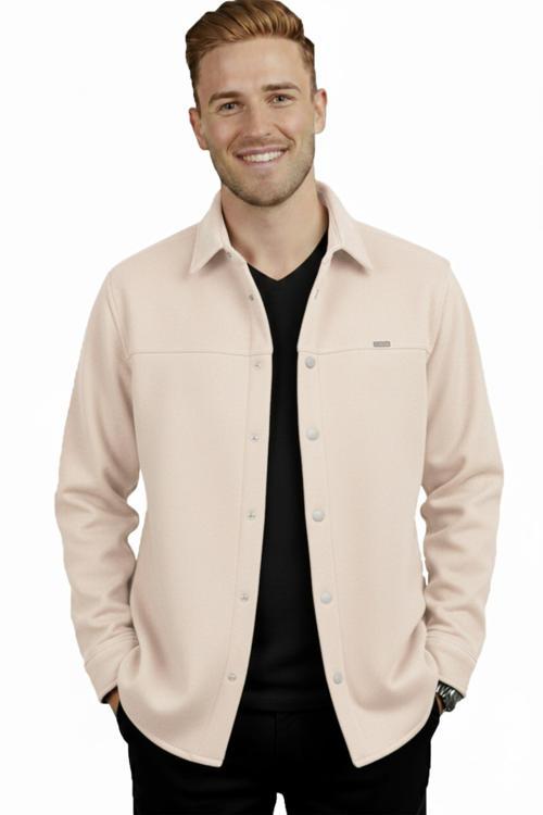 Erkek Krem Likralı Rahat Kalıp Cepsiz Kaşe Ceket – Çıt Çıtlı, Esnek Şık Model Ceket 2600760