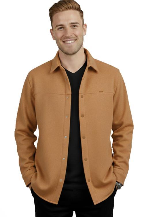 Erkek Taba Likralı Rahat Kalıp Cepsiz Kaşe Ceket – Çıt Çıtlı, Esnek Şık Model Ceket 2600760