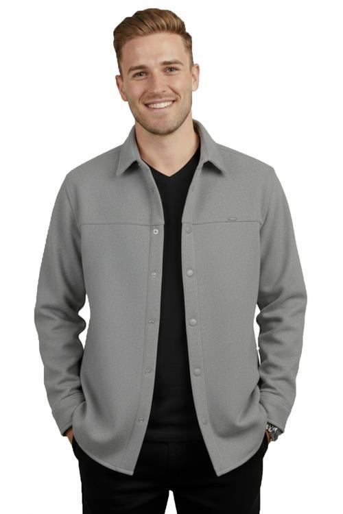 Erkek Gri Likralı Rahat Kalıp Cepsiz Kaşe Ceket – Çıt Çıtlı, Esnek Şık Model Ceket 2600760