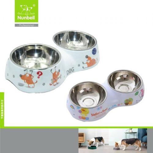 Melamin Çelik Mama Kabı Köpek Figürlü İkili Large Boy