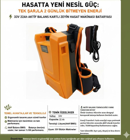L3322 Zeytin Hasat Makinesi sırt Bataryası 33V 22AH