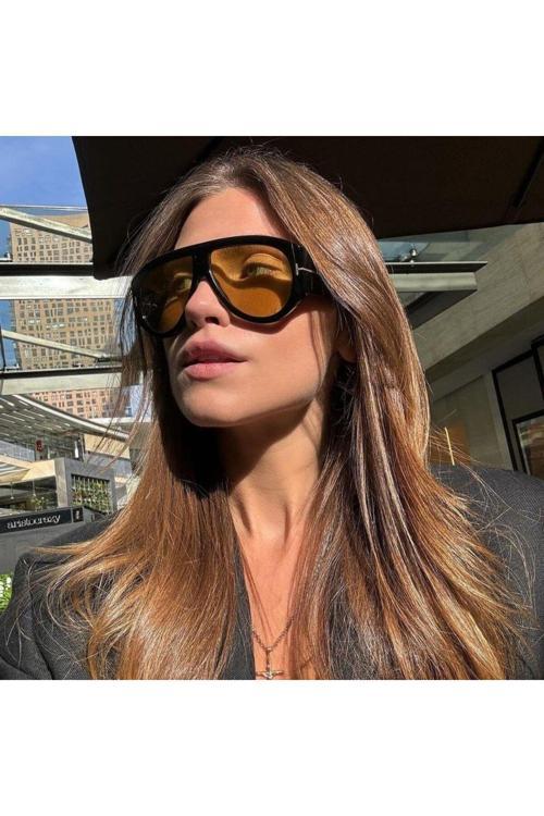 Unisex Güneş Gözlüğü Bronson Tf1044 Eco 01E 60-12, Siyah Asetat Çerçeve, Sarı Lens