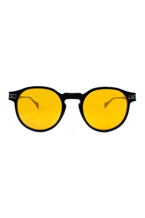 310 C001 49 Erkek/Kadın Siyah Yuvarlak Çerçeve Güneş Gözlüğü