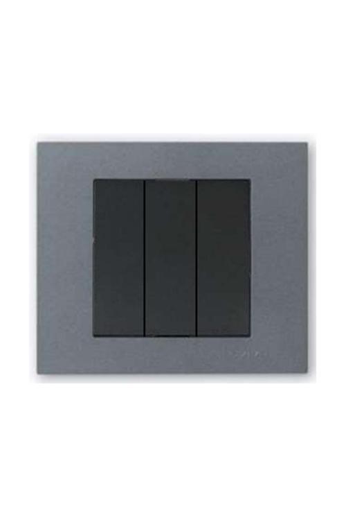 Grano Metalik Üçlü Anahtar Siyah + Füme Çerçeve