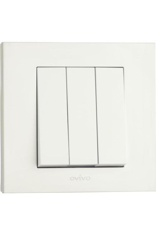 12 Adet Ovivo Grano Beyaz Üçlü Anahtar Çerçeve Dahil