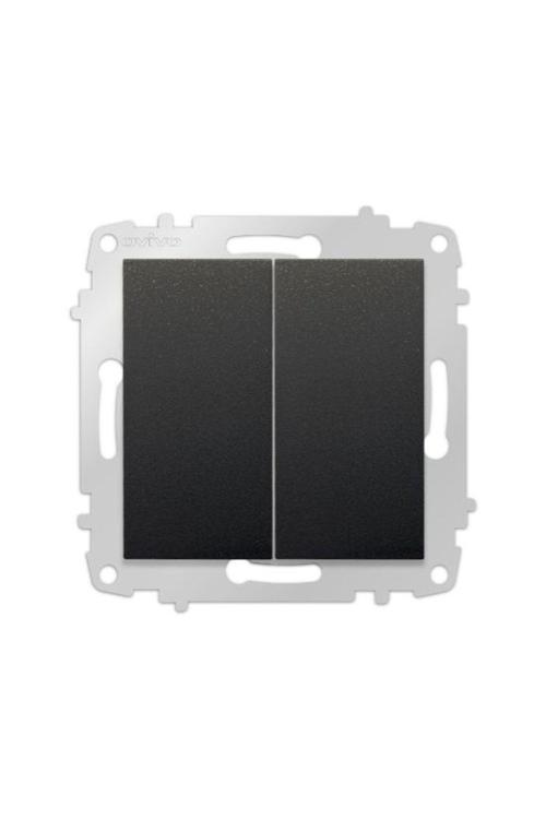 4 Adet Ovivo Grano Siyah Komütatör İkili Anahtar Çerçevesiz