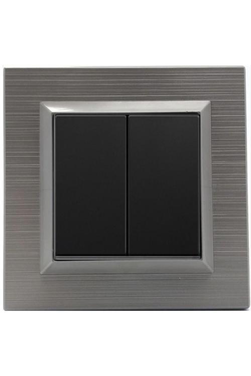 Quantum Manyetik Gri+siyah Komütatör İkili Anahtar + Çerçeve Dahil