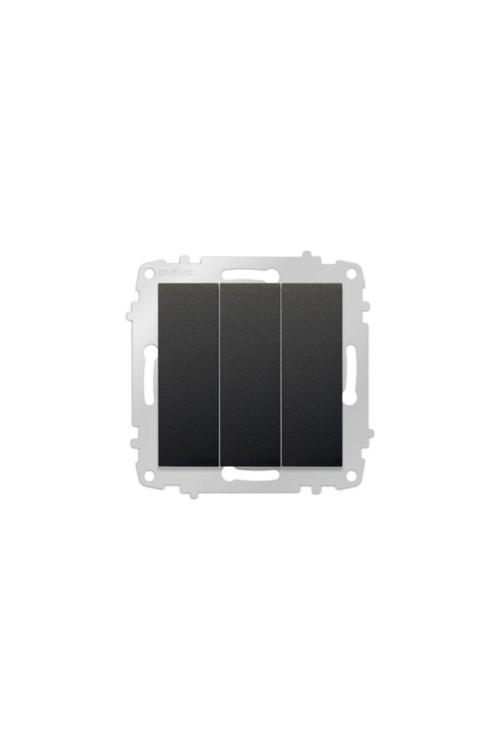 Grano Siyah Natural Üçlü Anahtar Çerçevesiz - 8 Adet