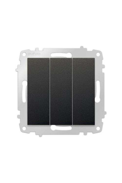 Grano Siyah Natural Üçlü Anahtar Çerçevesiz - 2 Adet