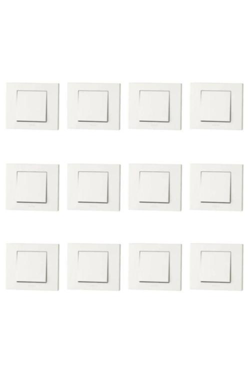 12 Adet Ovivo Grano Beyaz Tekli Anahtar Çerçeve Dahil**