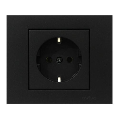 11 Adet Ovivo Grano Siyah Topraklı Priz Çerçeve Dahildir 11'li Paket