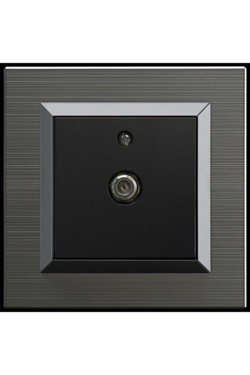 Quantum Manyetik Gri Uydu Tv Prizi F Konnektör + Çerçeve Dahildir 1 Adet