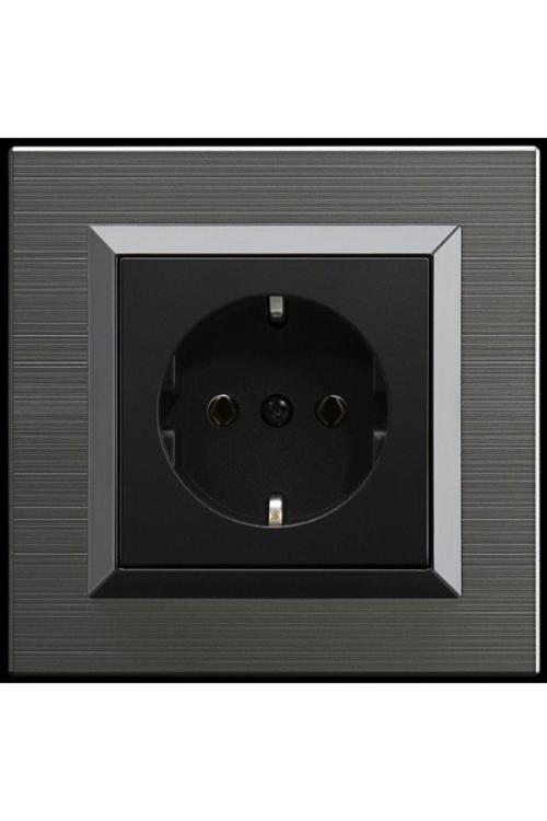 6 Adet Ovivo Quantum Manyetik Gri Topraklı Priz + Çerçeve Dahil