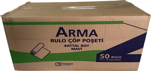 Battal Boy 70 Lt. Mavi Çöp Torbası Poşeti - 75 x 90 Cm / 10 Adetlik 50 Rulo / Koli