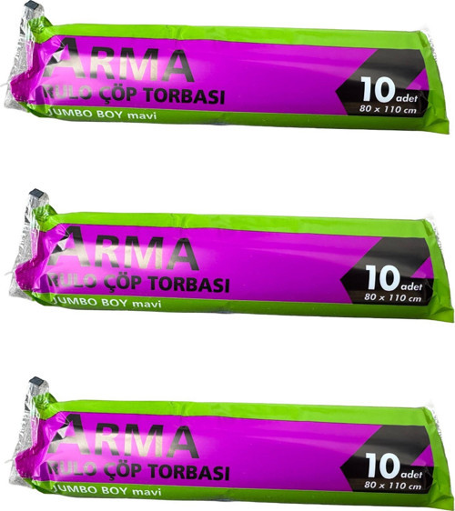 Jumbo Boy 90 Lt. Mavi Çöp Torbası Poşeti - 80 x 110 Cm / 10 Adetlik 3 Rulo