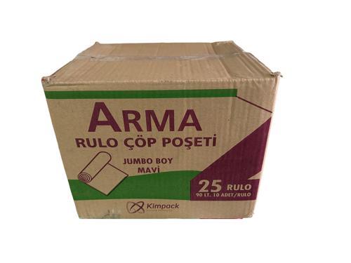 Jumbo Boy 90 Lt. Mavi Çöp Torbası Poşeti - 80 x 110 Cm / 10 Adetlik 25 Rulo / Koli