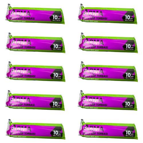 Jumbo Boy 90 Lt. Mavi Çöp Torbası Poşeti - 80 x 110 Cm / 10 Adetlik 10 Rulo