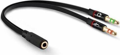 PM-1444 3.5 MM STEREO DİŞİX2 STEREO ERKEK KULAKLIK MİKROFON HOPARLÖR AYIRICI 20 CM KABLO