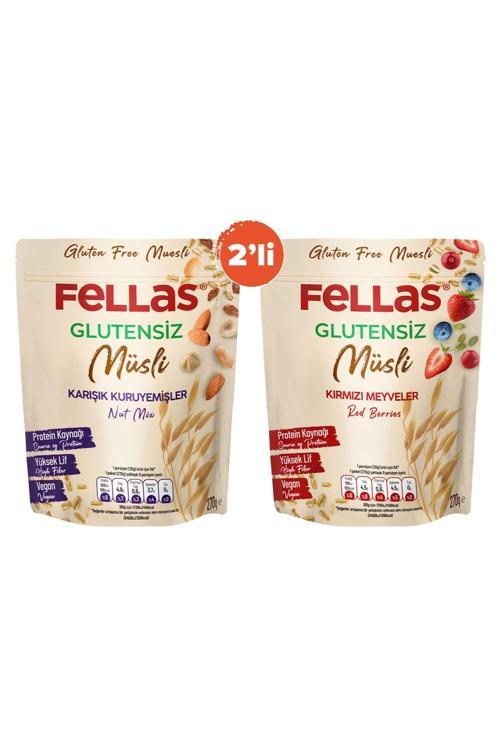 Glutensiz Müsli 2'li - Kırmızı Meyveli 270g + Karışık Kuruyemişli 270g
