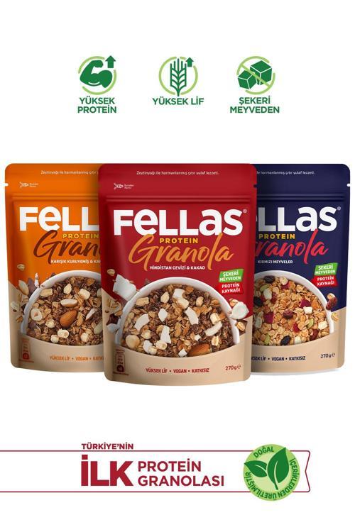 Protein Granola 3'lü Mix Paket - Hindistan C. & Kırmızı Meyveler & Karışık Kuruyemişli (270G)