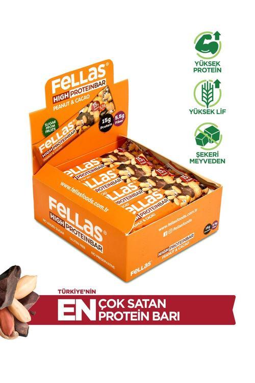 Yüksek Protein Bar - Yer Fıstıklı ve Kakaolu 45 gr x 12 Adet