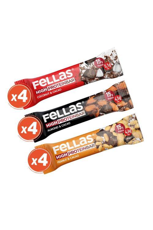 Yüksek Protein Bar 45g Karma Kutu 12 Adet (3 Çeşit)