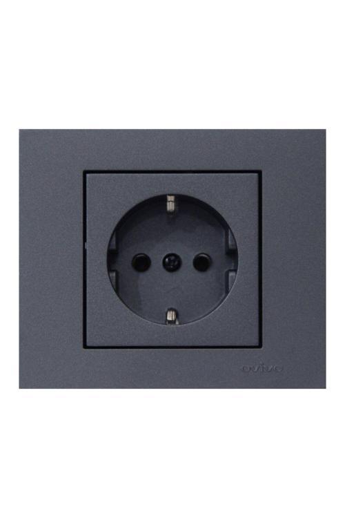 10 Adet Ovivo Grano Füme Topraklı Priz Çerçeve Dahil