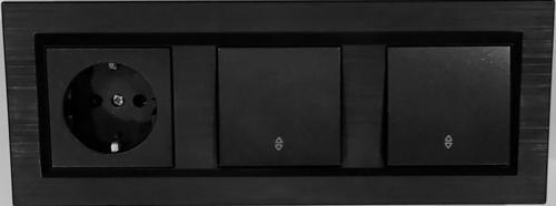 Quantum Siyah Topraklı Priz+vaviyen+vaviyen 3'lü Set