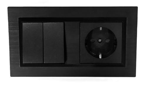 Quantum Siyah Komütatör (ikili Anahtar)+çocuk Korumalı Topraklı Priz 2'li Set (ovivo)