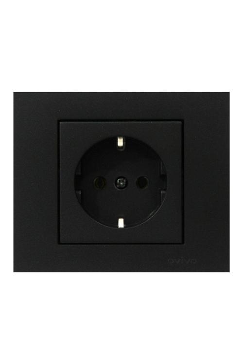 8 Adet Ovivo Grano Siyah Topraklı Priz Çerçeve Dahil 8'li