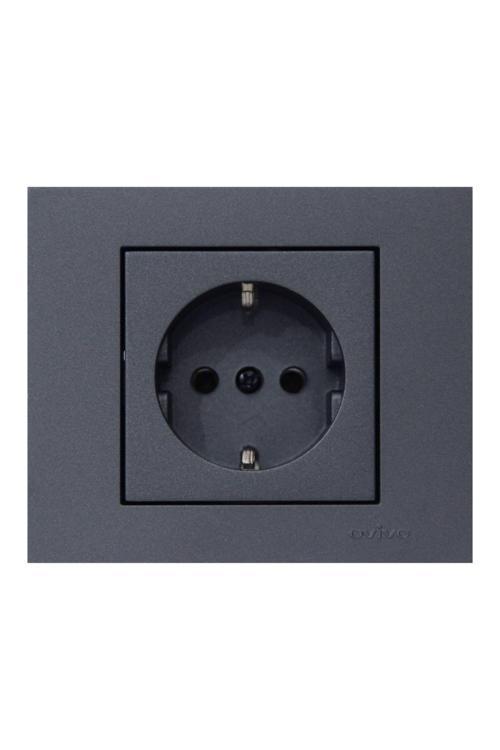 4 Adet Ovivo Grano Füme Topraklı Priz Çerçeve Dahil