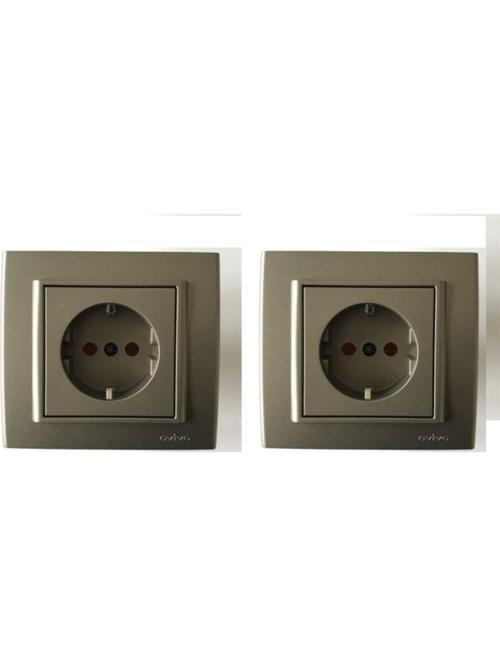 Mina Antrasit 1 Adet Topraklı Priz (ovivo) Çerçevelidir