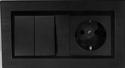 Quantum Siyah Komütatör (ikili Anahtar)+topraklı Priz 2'li Set (ovivo)