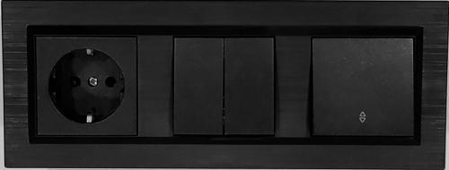 Quantum Siyah Topraklı Priz+komütatör (ikili Anahtar)+vaviyen 3'lü Set