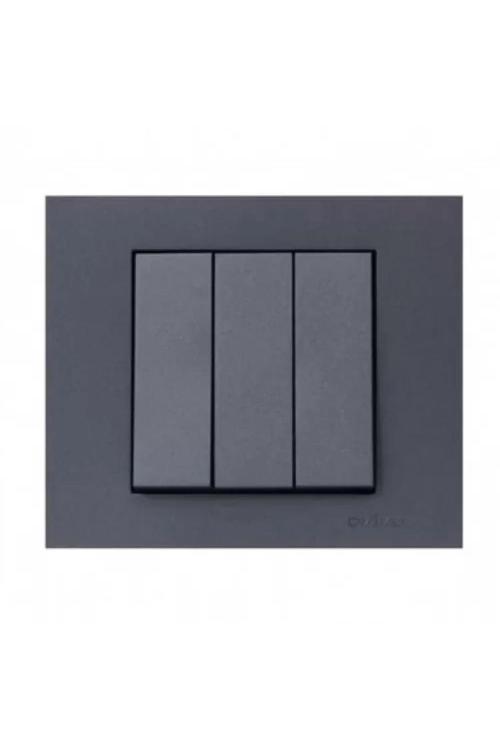 10 Adet Grano Metalik Füme Üçlü Anahtar Çerçeve Dahil Tem