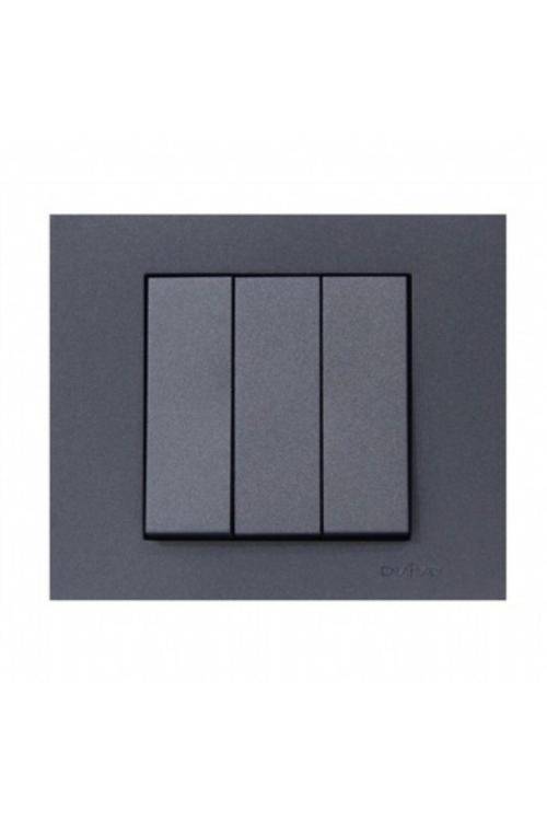 Grano Metalik Füme Üçlü Anahtar Çerçeve Dahildir