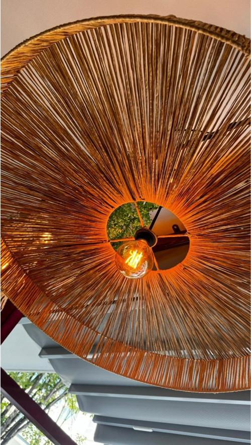 Hasır Avize 65X65Cm Bohem Avize Jüt Avize Oda Mutfak Salon Avize Kafe Restoran Avize