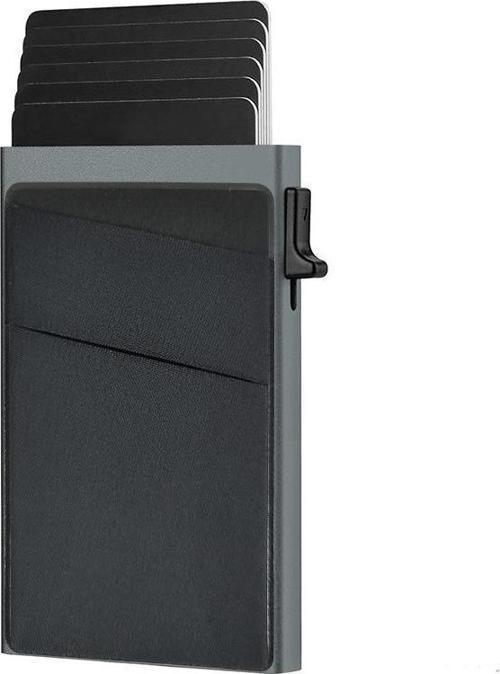 Premium Slim Metal Otomatik Kartlık – RFID Korumalı, Mekanizmalı, 10+ Kart Kapasiteli Gri