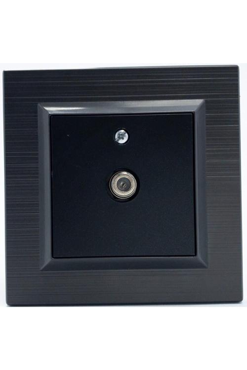 Quantum Antrasit Siyah F Tip Uydu Tv Prizi Mekanizma+çerçeve